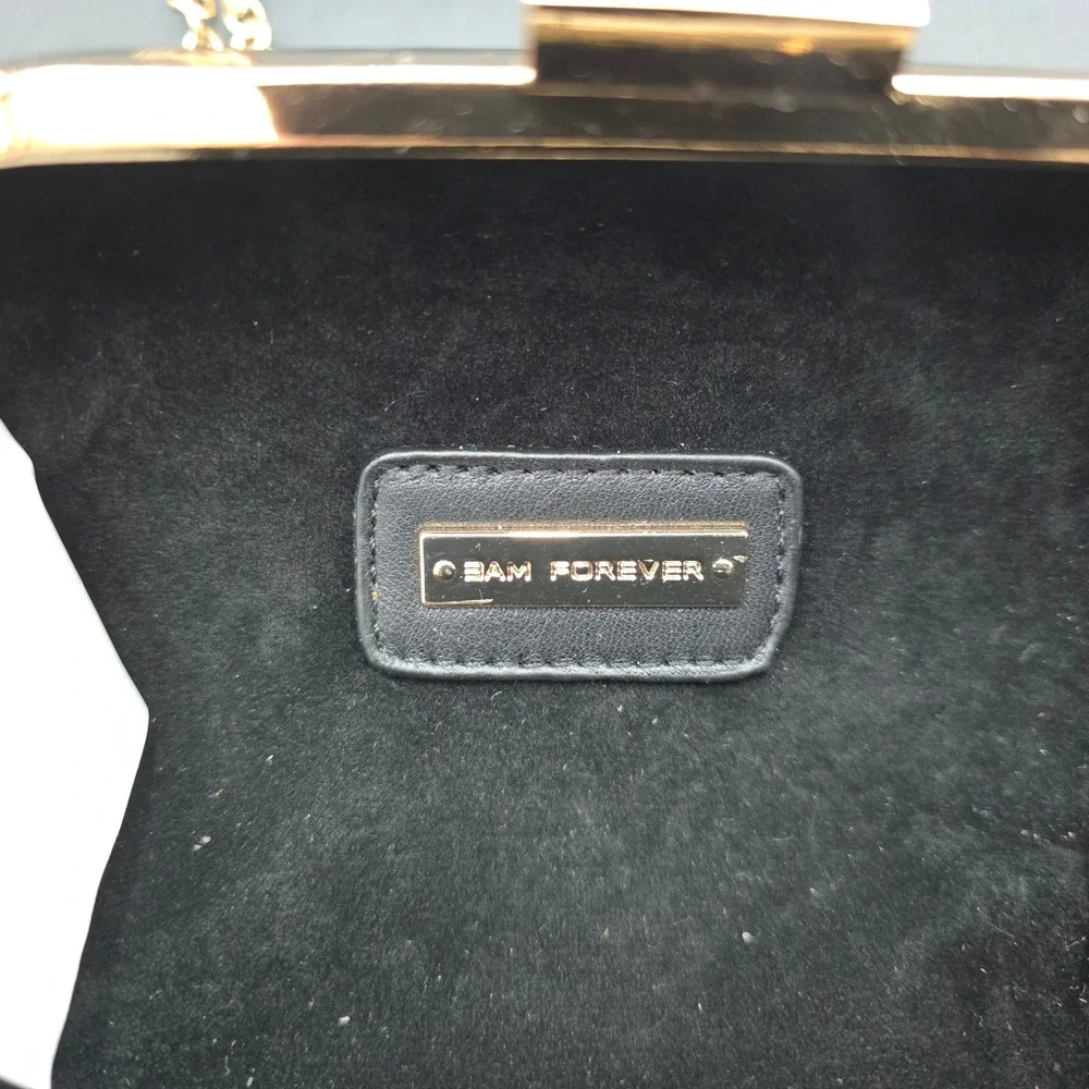 BAM Forever Sweet Pill Capsule Clutch Bag Gold Glitter Black Novelty Crossbody
